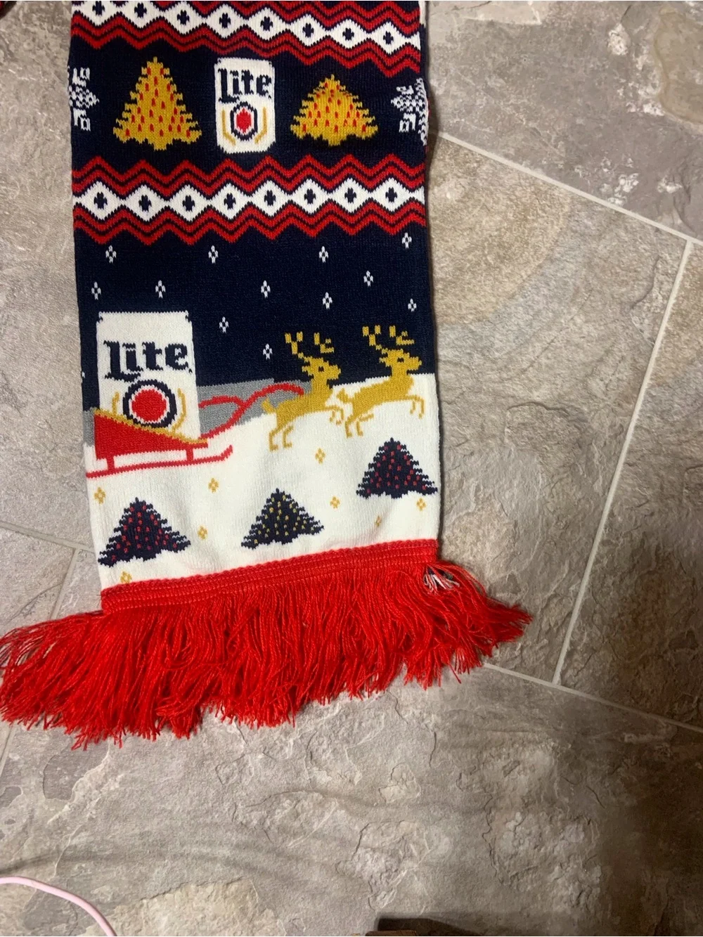 Miller Lite Holiday Ugly Sweater Knit Scarf Beer